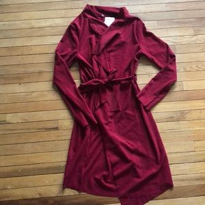 Pretty Garden Maroon Long Duster Cardigan with Tie in Small